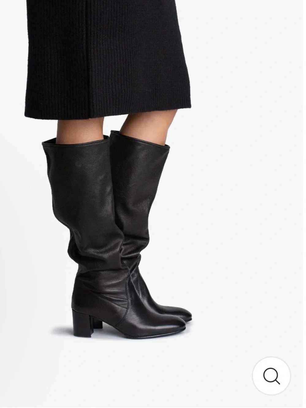 PEDRO GARCIA - Xantia Tall Midi Slouch Leather Boots in Black size 39 box fresh